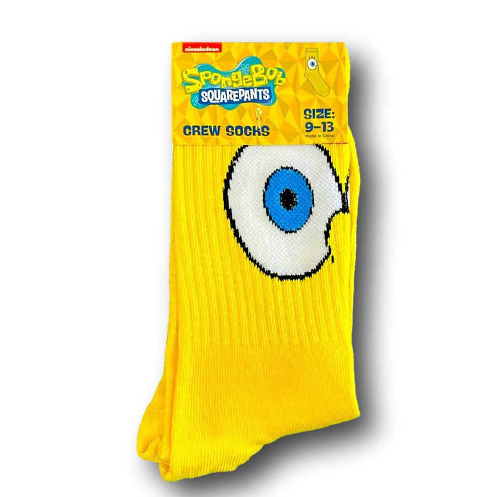 3/$20 Sponge Bob Square Pants Face Funny Novelty Crew Socks - NWT